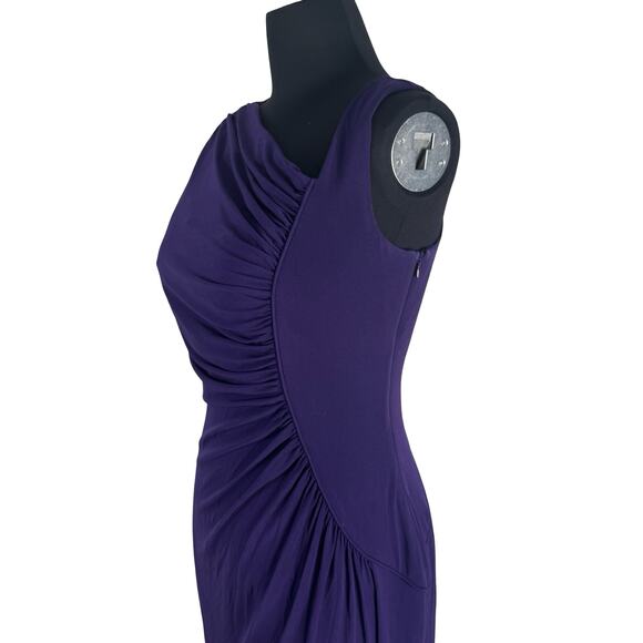 Calvin Klein Purple Ruched Asymmetrical Evening Gown – Size 6 - Picture 7 of 12